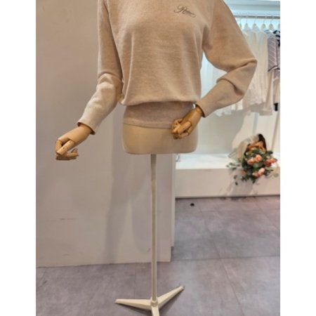 레터링 라운드 와플 니트