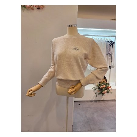 레터링 라운드 와플 니트