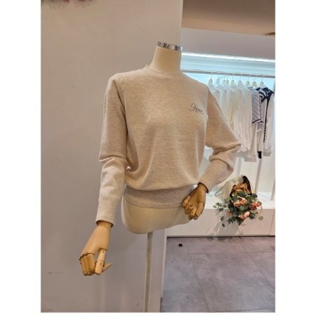 레터링 라운드 와플 니트