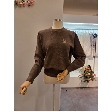 레터링 라운드 와플 니트