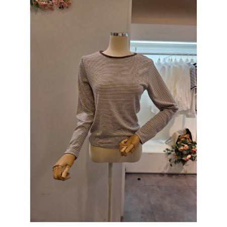 라운드 미니 스트라이프 티셔츠