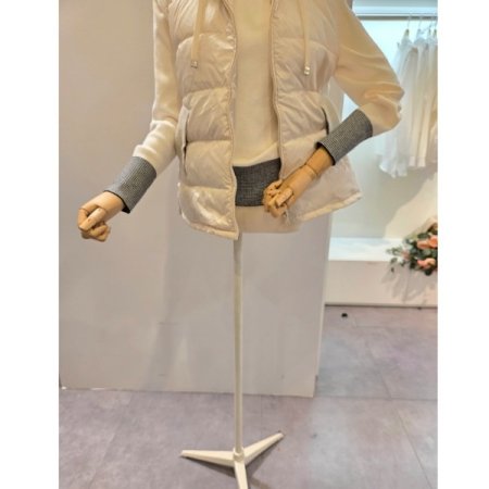 니트 후드 덕다운 패딩 조끼