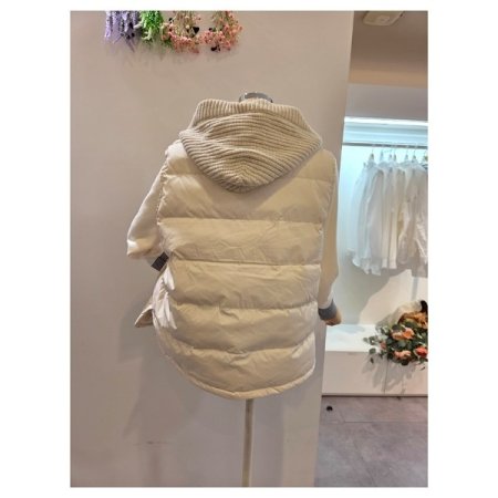 니트 후드 덕다운 패딩 조끼