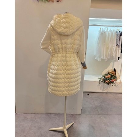 후드넥 스트링 패딩 조끼