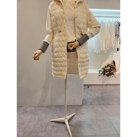 후드넥 스트링 패딩 조끼