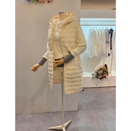 후드넥 스트링 패딩 조끼