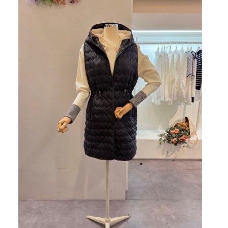 후드넥 스트링 패딩 조끼