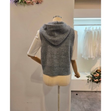 베이직 후드 집업 니트 조끼