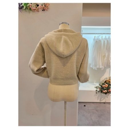 후드 포켓 숏 집업 가디건