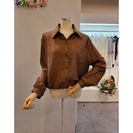 밑단 스트링 카라 셔츠