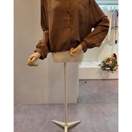 밑단 스트링 카라 셔츠