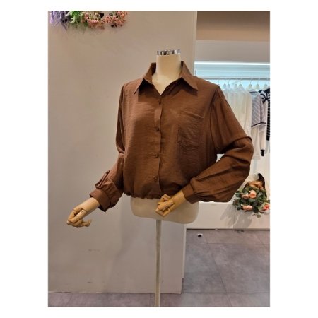 밑단 스트링 카라 셔츠