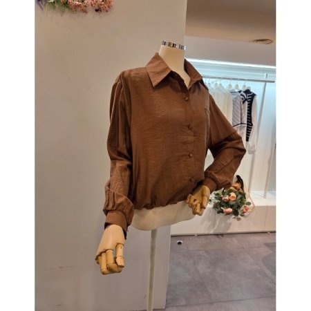 밑단 스트링 카라 셔츠