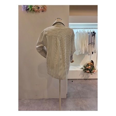 블랙 프린트 스트라이프 셔츠