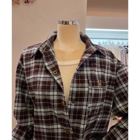 미니 포켓 체크 셔츠