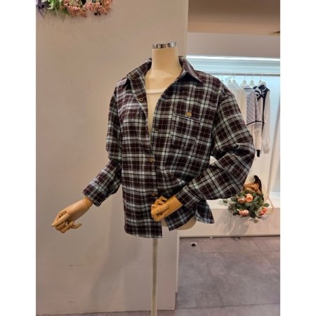 미니 포켓 체크 셔츠