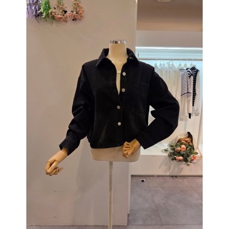 빅 포켓 흑청 데님 자켓