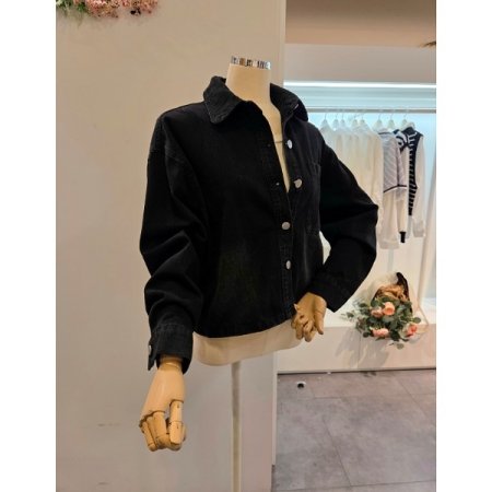 빅 포켓 흑청 데님 자켓