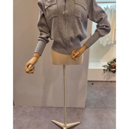 양 포켓 집업 카라 가디건