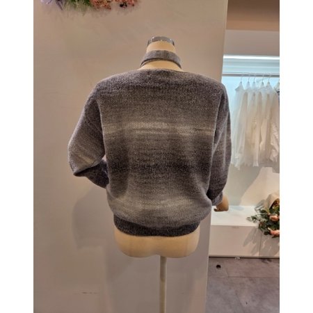 그라데이션 스카프 보트넥 니트