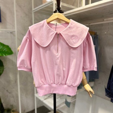 반집업 자수 티셔츠