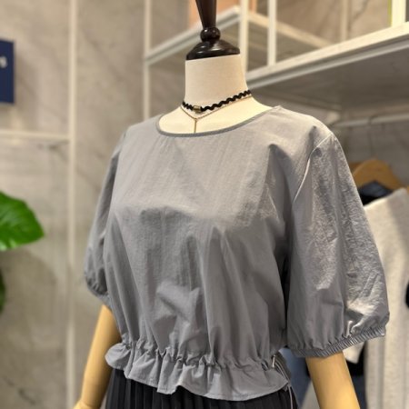 배색 주름 스트링 원피스