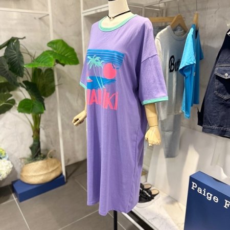 배색 프린팅 원피스