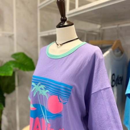 배색 프린팅 원피스