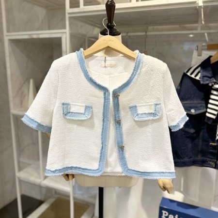 데님배색 트위드 자켓