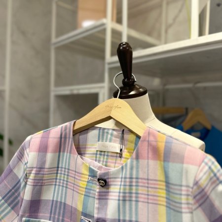 체크 반팔 자켓