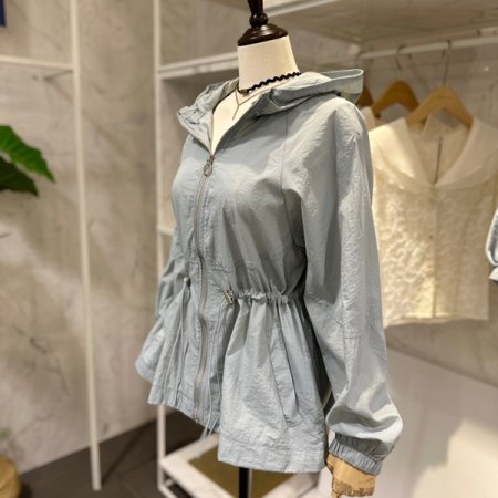 허리스트링 후드 점퍼