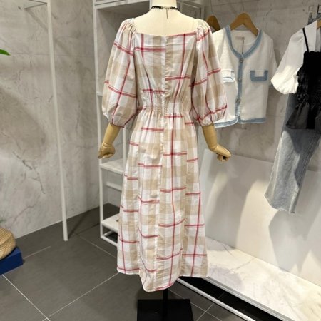 체크 스퀘어 원피스