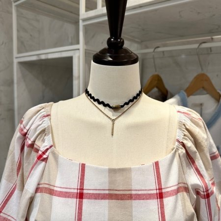 체크 스퀘어 원피스