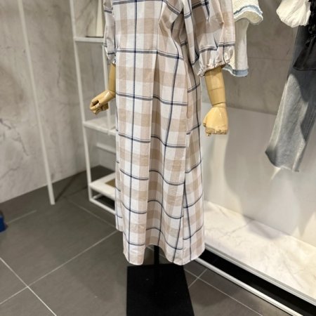 체크 스퀘어 원피스