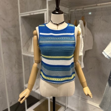 뜨개 단 민소매니트