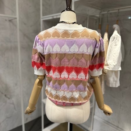 하트 단 진주 가디건