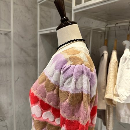 하트 단 진주 가디건