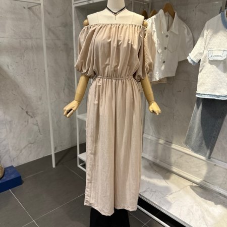 린넨 오프숄더 점프수트