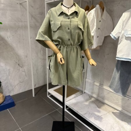 허리 스트링 점프수트