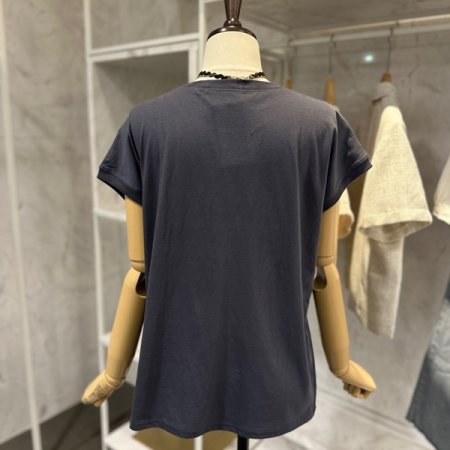 레터링 캡소매 티셔츠