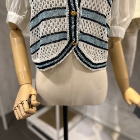 소매배색 단 니트