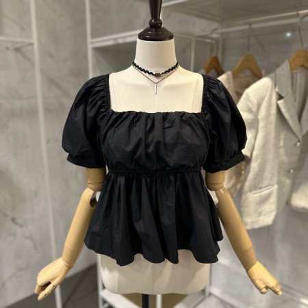 퍼프 셔링 블라우스