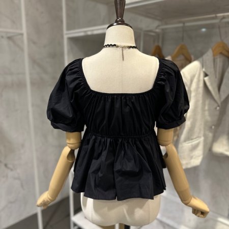 퍼프 셔링 블라우스