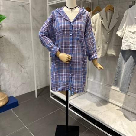 영문후드 체크 남방