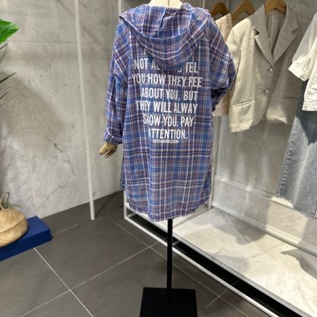 영문후드 체크 남방