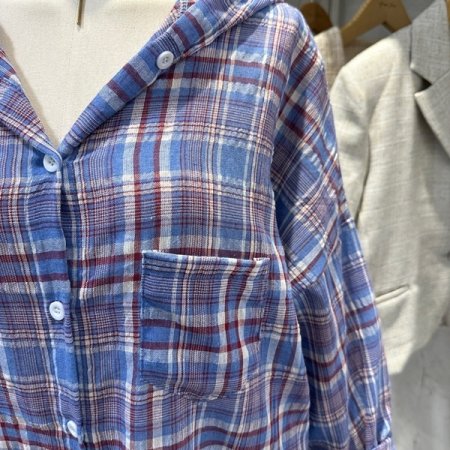 영문후드 체크 남방