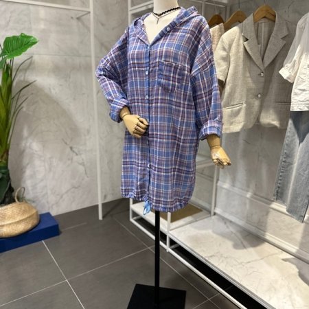 영문후드 체크 남방