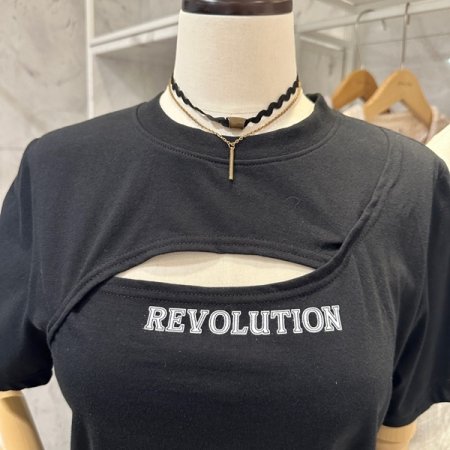 레터링 트임 반팔 티셔츠