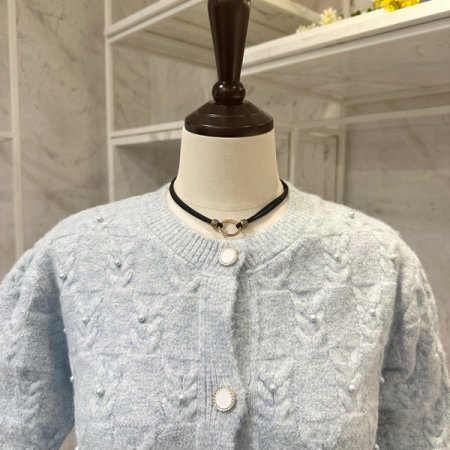 꽈배기 진주 니트 가디건