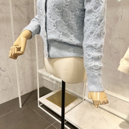 꽈배기 진주 니트 가디건